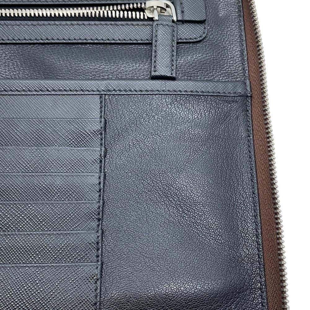 Prada Clutch Bag Saffiano Logo Leather Shoulder Business - Picture 7 of 12